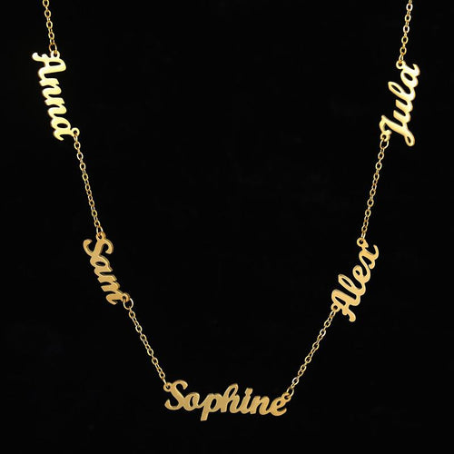 Mother's Day Multiple Names Custom Cut Necklace